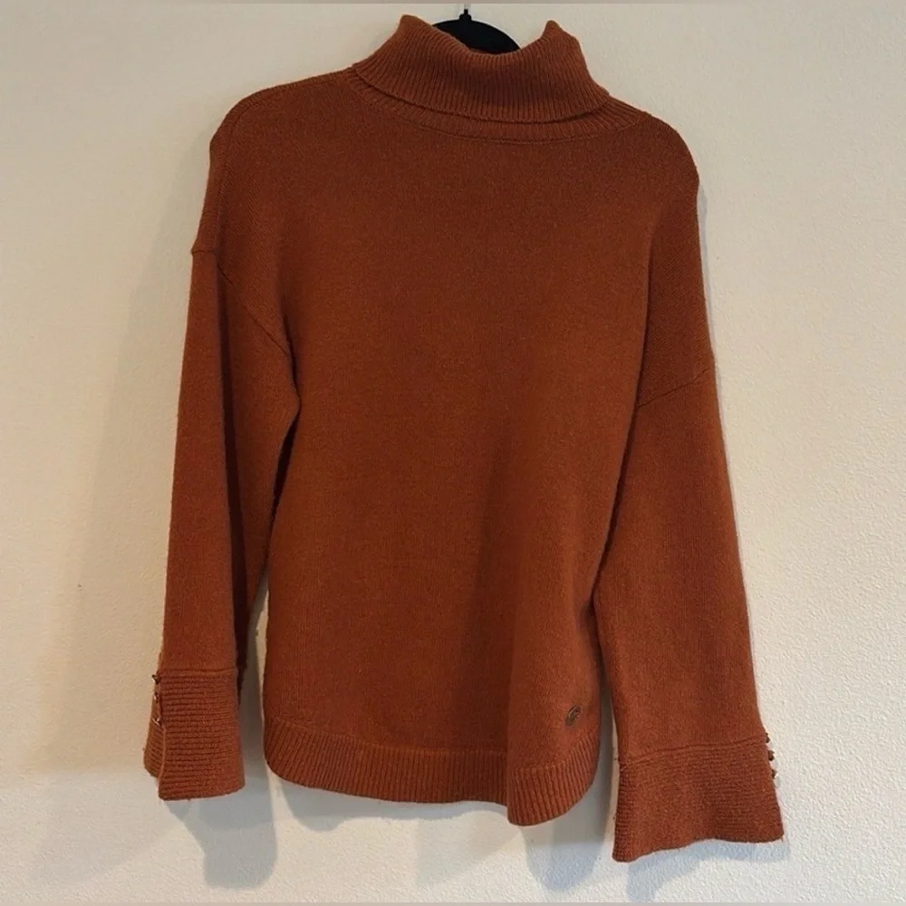 Michael Kors Burnt Orange Turtleneck Wool Alpaca Blend Knit Sweater Size S
